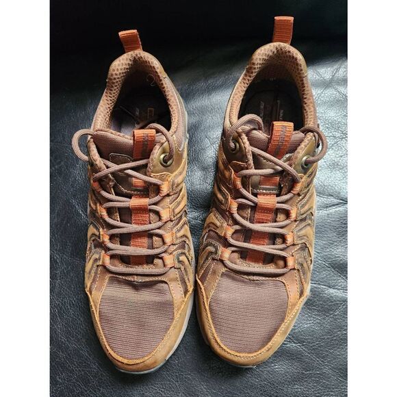 NWOT SKECHERS LEATHER SELMEN-LORAGO HIKING SHOE 9.5 BROWN WATER REPELLENT - Picture 1 of 9